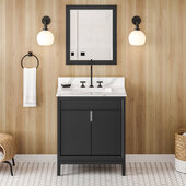  Theodora 30'' Black Single Bowl Vanity with Calacatta Vienna Quartz Vanity Top and Undermount Rectangle Bowl