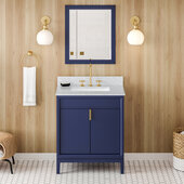  Theodora 30'' Hale Blue Single Bowl Vanity with White Carrara Marble Vanity Top and Undermount Rectangle Bowl