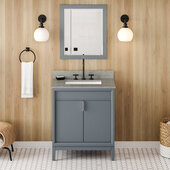  Theodora 30'' Blue Steel Single Bowl Vanity with Steel Grey Cultured Marble Vanity Top and Undermount Rectangle Bowl