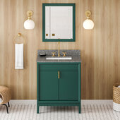  Theodora 30'' Forest Green Single Bowl Vanity with Boulder Cultured Marble Vanity Top and Undermount Rectangle Bowl