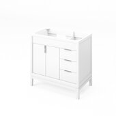  36'' White Theodora Bathroom Vanity Base Cabinet Only, Left Offset, 36'' W x 21-1/2'' D x 35'' H