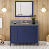  Theodora 48'' Hale Blue Single Bowl Vanity with Boulder Cultured Marble Vanity Top and Undermount Rectangle Bowl