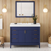  Theodora 48'' Hale Blue Single Bowl Vanity with Lavante Cultured Marble Vessel Vanity Top and Integrated Rectangle Bowl