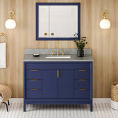  Theodora 48'' Hale Blue Single Bowl Vanity with Steel Grey Cultured Marble Vanity Top and Undermount Rectangle Bowl