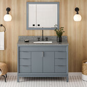  Theodora 48'' Blue Steel Single Bowl Vanity with Boulder Cultured Marble Vanity Top and Undermount Rectangle Bowl