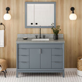  Theodora 48'' Blue Steel Single Bowl Vanity with Steel Grey Cultured Marble Vanity Top and Undermount Rectangle Bowl