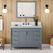  Theodora 48'' Blue Steel Single Bowl Vanity with White Carrara Marble Vanity Top and Undermount Rectangle Bowl