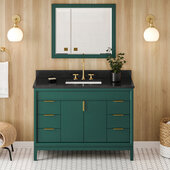  Theodora 48'' Forest Green Single Bowl Vanity with Black Granite Vanity Top and Undermount Rectangle Bowl