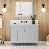  Theodora 48'' Grey Single Bowl Vanity with White Carrara Marble Vanity Top and Undermount Rectangle Bowl
