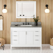  Theodora 48'' White Single Bowl Vanity with Steel Grey Cultured Marble Vanity Top and Undermount Rectangle Bowl