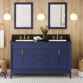  Theodora 60'' Hale Blue Double Bowl Vanity with Black Granite Vanity Top and Undermount Rectangle Bowls
