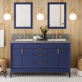  Theodora 60'' Hale Blue Double Bowl Vanity with Boulder Cultured Marble Vanity Top and Undermount Rectangle Bowls