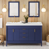  Theodora 60'' Hale Blue Double Bowl Vanity with Lavante Cultured Marble Vessel Vanity Top and Integrated Rectangle Bowls
