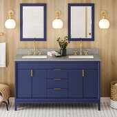  Theodora 60'' Hale Blue Double Bowl Vanity with Steel Grey Cultured Marble Vanity Top and Undermount Rectangle Bowls