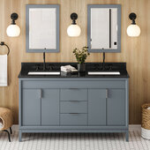  Theodora 60'' Blue Steel Double Bowl Vanity with Black Granite Vanity Top and Undermount Rectangle Bowls