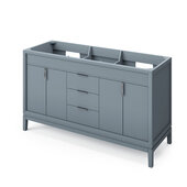  60'' Blue Steel Theodora Double Bowl Bathroom Vanity Base Cabinet Only, 60'' W x 21-1/2'' D x 35'' H