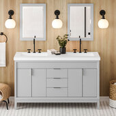  Theodora 60'' Grey Double Bowl Vanity with Lavante Cultured Marble Vessel Vanity Top and Integrated Rectangle Bowls