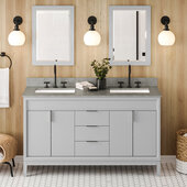  Theodora 60'' Grey Double Bowl Vanity with Steel Grey Cultured Marble Vanity Top and Undermount Rectangle Bowls