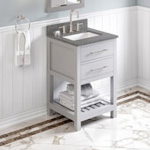  24'' W Grey Wavecrest Single Vanity Cabinet Base with Boulder Cultured Marble Vanity Top and Undermount Rectangle Bowl