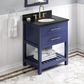  30'' Hale Blue Wavecrest Vanity, Black Granite Vanity Top, with Undermount Oval Sink, 31'' W x 22'' D x 36'' H