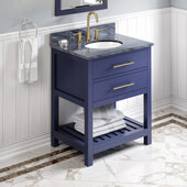  30'' Hale Blue Wavecrest Vanity, Grey Marble Vanity Top, with Undermount Oval Sink, 31'' W x 22'' D x 35-3/4'' H