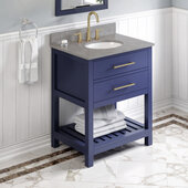 30'' Hale Blue Wavecrest Vanity, Steel Grey Cultured Marble Vanity Top, with Undermount Oval Sink, 31'' W x 22'' D x 36'' H