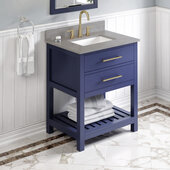  30'' Hale Blue Wavecrest Vanity, Steel Grey Cultured Marble Vanity Top, with Undermount Rectangle Sink, 31'' W x 22'' D x 36'' H