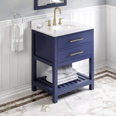  30'' Hale Blue Wavecrest Vanity, White Carrara Marble Vanity Top, with Undermount Oval Sink, 31'' W x 22'' D x 36'' H