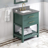  30'' W Forest Green Wavecrest Single Vanity Cabinet Base with Boulder Cultured Marble Vanity Top and Undermount Rectangle Bowl