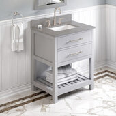  30'' W Grey Wavecrest Single Vanity Cabinet Base with Steel Grey Cultured Marble Vanity Top and Undermount Rectangle Bowl