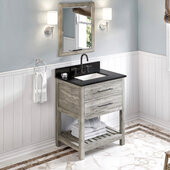  Wavecrest 30'' W Weathered Grey Single Bowl Vanity with Black Granite Vanity Top and Undermount Rectangle Bowl