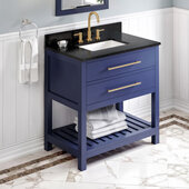  36'' W Hale Blue Wavecrest Single Vanity Cabinet Base with Black Granite Vanity Top and Undermount Rectangle Bowl