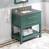  36'' W Forest Green Wavecrest Single Vanity Cabinet Base with Boulder Cultured Marble Vanity Top and Undermount Rectangle Bowl