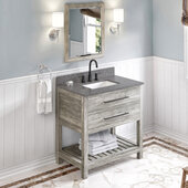  Wavecrest 36'' W Weathered Grey Single Bowl Vanity with Boulder Cultured Marble Vanity Top and Undermount Rectangle Bowl