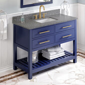  48'' W Hale Blue Wavecrest Single Vanity Cabinet Base with Boulder Cultured Marble Vanity Top and Undermount Rectangle Bowl
