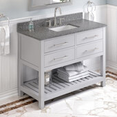  48'' W Grey Wavecrest Single Vanity Cabinet Base with Boulder Cultured Marble Vanity Top and Undermount Rectangle Bowl