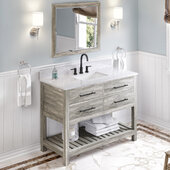  Wavecrest 48'' W Weathered Grey Single Bowl Vanity with White Carrara Marble Vanity Top and Undermount Rectangle Bowl