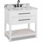  36'' White Wavecrest Vanity With White And Black Top, 36''W X 22D X 36''H