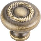  Lenior Collection 1-1/4'' Diameter Round Cabinet Knob with Rope Detail in Antique Brushed Satin Brass