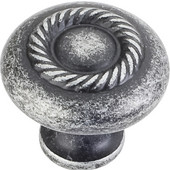  Lenior Collection 1-1/4'' Diameter Round Cabinet Knob with Rope Detail in Distressed Antique Silver