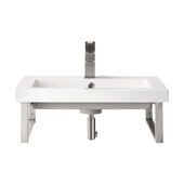  Boston (2) 18'' D Wall Brackets in Brushed Nickel with 23-5/8'' W White Glossy Composite Countertop