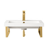  Boston (2) 18'' D Wall Brackets in Radiant Gold with 23-5/8'' W White Glossy Composite Countertop