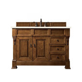  Brookfield 48'' Country Oak Single Bathroom Vanity w/ Drawers with 3 cm Eternal Marfil Quartz Top and Antique Brass Hardware - 48'' W x 23-1/2'' D x 34-5/16'' H