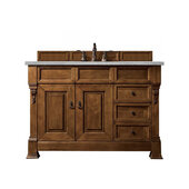 Brookfield 48'' Country Oak Single Bathroom Vanity w/ Drawers with 3 cm Eternal Serena Quartz Top and Antique Brass Hardware - 48'' W x 23-1/2'' D x 34-5/16'' H