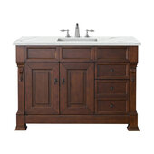  Brookfield 48'' Single Vanity in Warm Cherry with 3cm (1-3/8'') Thick Ethereal Noctis Quartz Top and Rectangle Undermount Sink