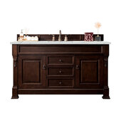  Brookfield 60'' Single Vanity in Burnished Mahogany with 3cm (1-3/8'') Thick Ethereal Noctis Quartz Top and Rectangle Sink
