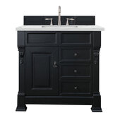  Brookfield 36'' Single Vanity in Antique Black with 3cm (1-3/8'') Thick Ethereal Noctis Quartz Top and Rectangle Undermount Sink