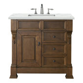  Brookfield 36'' Single Vanity in Country Oak with 3cm (1-3/8'') Thick Ethereal Noctis Quartz Top and Rectangle Undermount Sink