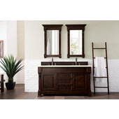  Brookfield 60'' W Burnished Mahogany Double Vanity with 3cm (1-3/8'') Thick Eternal Marfil Quartz Top