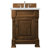  Brookfield 26'' Single Vanity in Country Oak with 3cm (1-3/8'') Thick Ethereal Noctis Quartz Top and Rectangle Undermount Sink